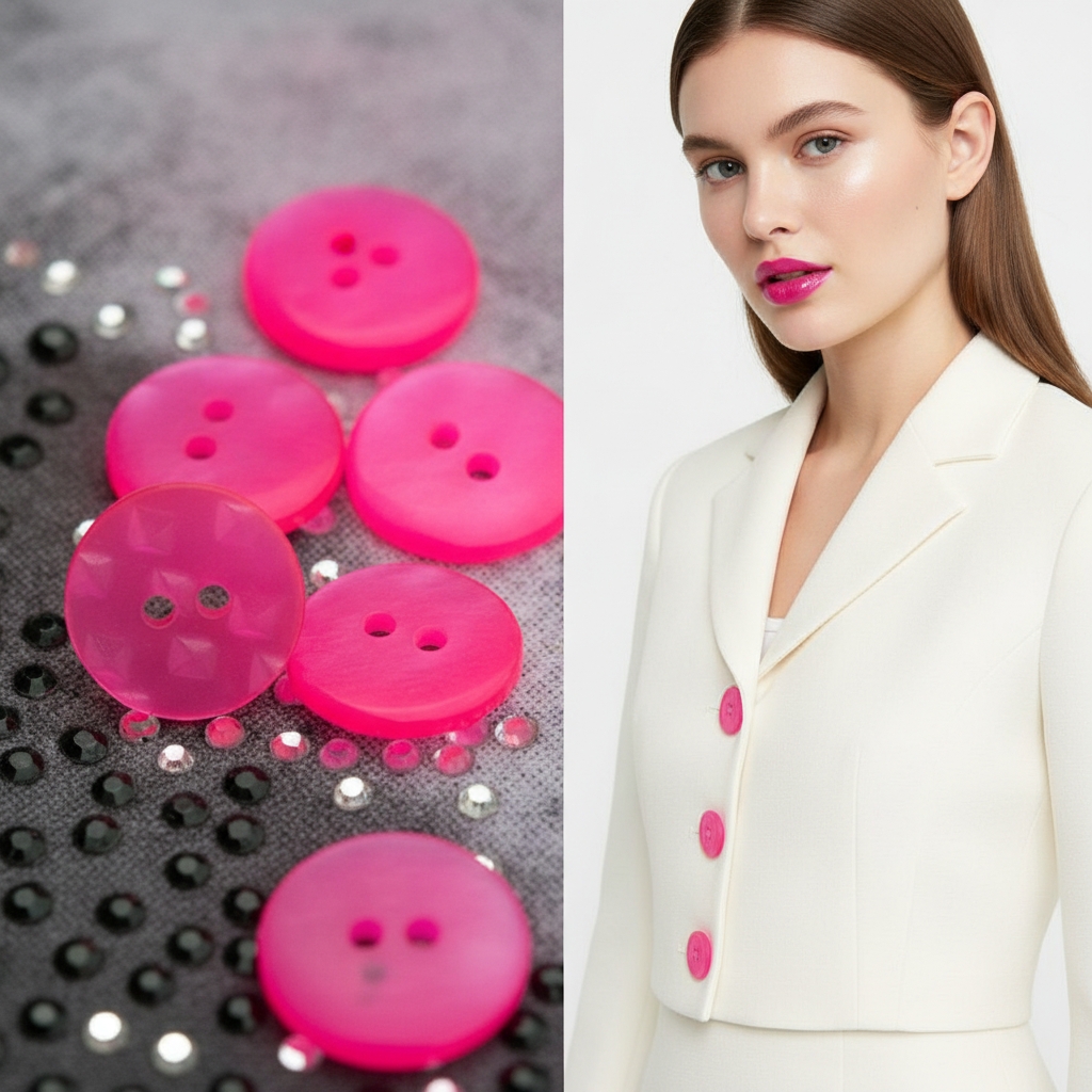 Fuchsia Polyester Diamond 2-Hole Button