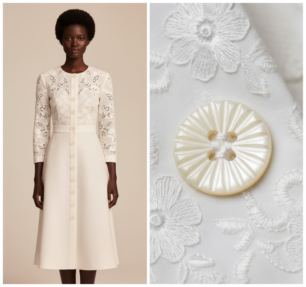 Chiselled Sun Pearl 4-Hole Button