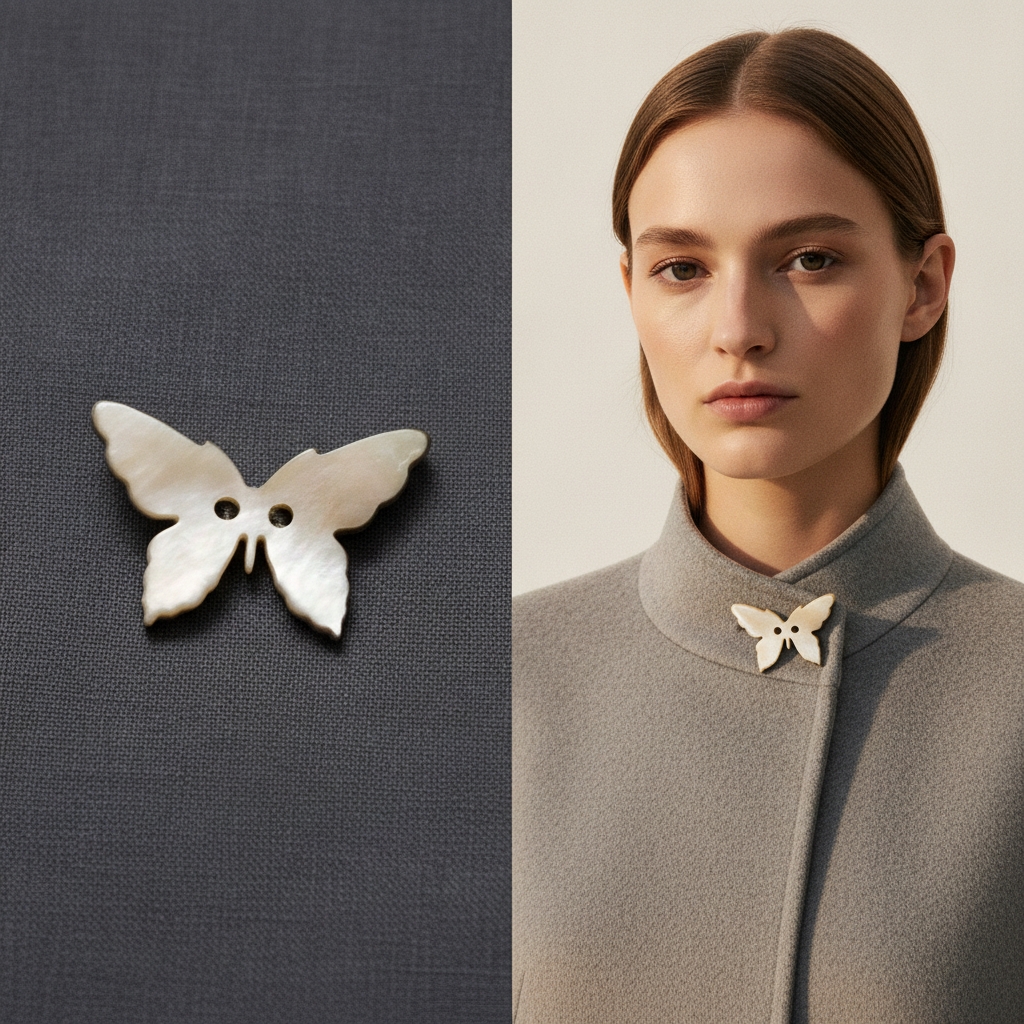 Grey Pearl Butterfly 2-Hole Button