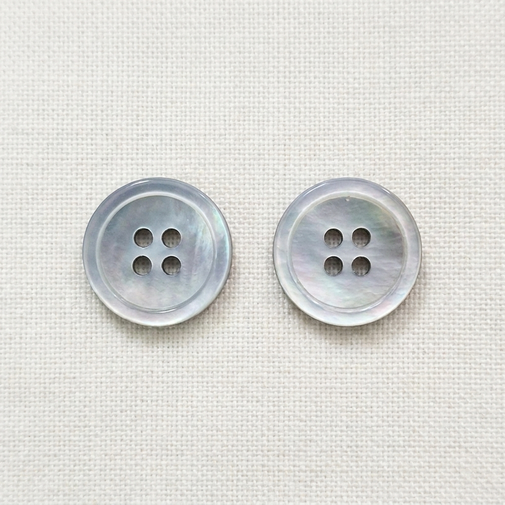 Light Grey Pearl Rimmed 510 4-Hole Button