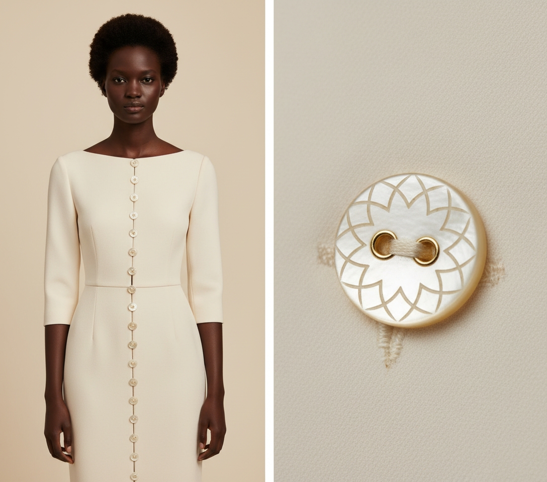 Engraved White Pearl Button